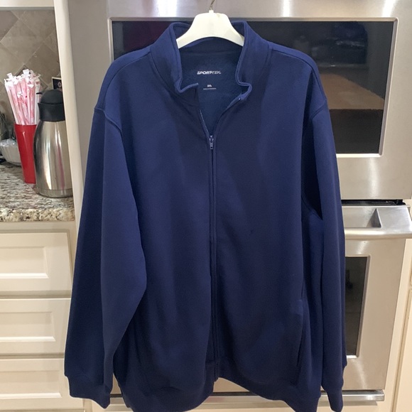 Sport-Tek size 2XL navy blue fleece zipper jacket with inside & Outside pockets. - Picture 12 of 15